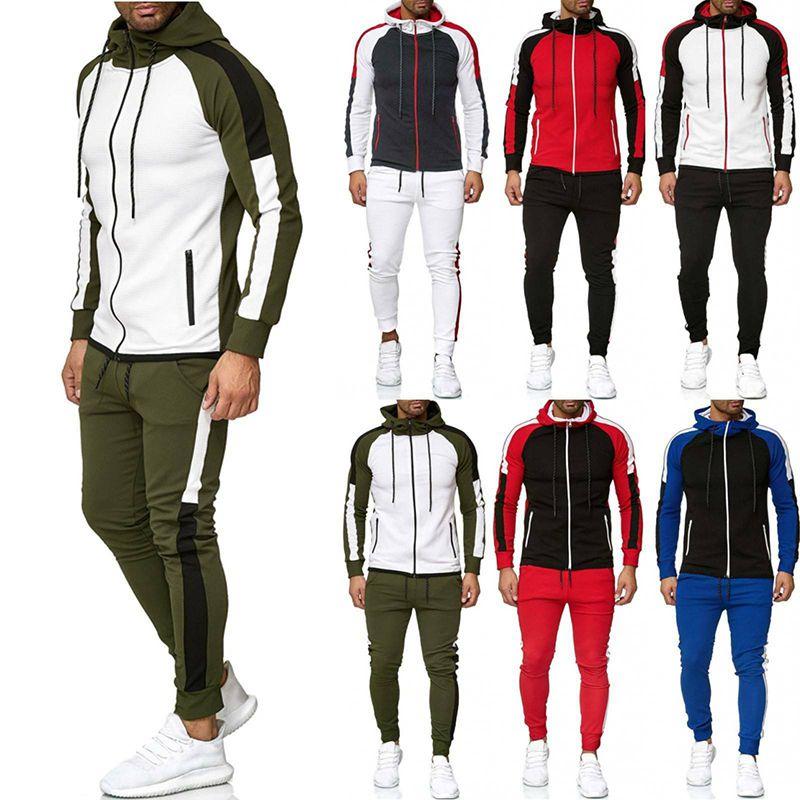 Mens Jogging Tracksuit Hoodie Coat Jacket Trousers Pants Sports Sweat Suit Set