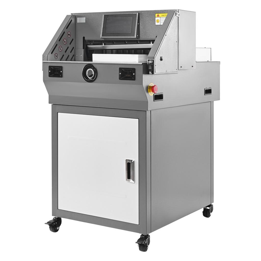 Elektrischer Papierabschneider, Programmierbare Metall-Papierabschneidemaschine, 457 mm Schnittbreite, 58 mm Schnittstärke, Elektrischer hydraulischer Guillotinen-Trimmer