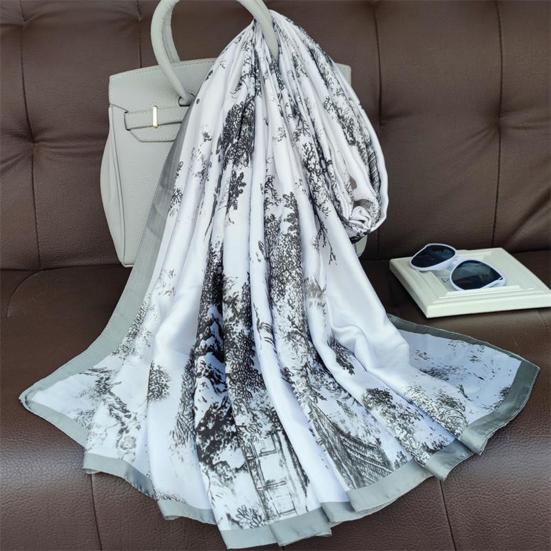 180*90cm muffler fashion Luxury Brand Scarf Women New Style Fashion Color Matching Print Silk Lady Popular Headcloth Beach Shawl