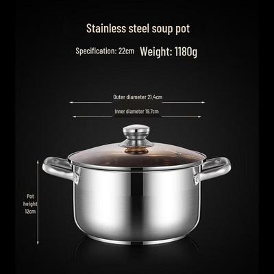 HANDUNYOU 22cm Stainless Steel Saucepan