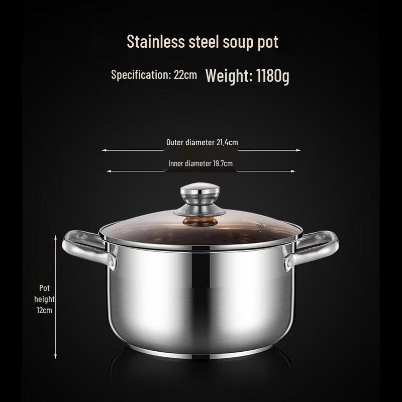 

HANDUNYOU 22cm Stainless Steel Saucepan