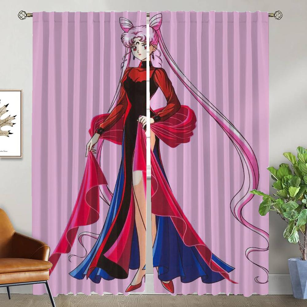 Shades Chibiusa Halloween Decoration Curtains for Bedroom Window Curtain for Room 2 Panel Home Interior Curtains Partition Child