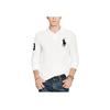Polo Solid Color Big Pony Embroidered Logo Long Sleeve Polo Shirt Men Tops White 710671951-003