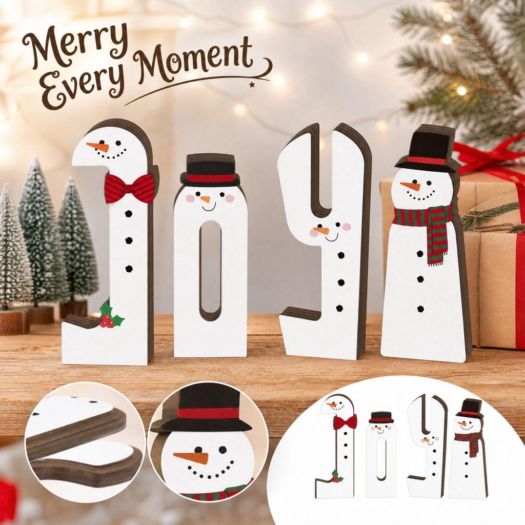 Wooden Christmas Tabletop Ornament for Home Bedroom Entryway Bookshelf Display Holiday Party Decoration