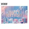 Birthday Celebration Banner Happy Backdrop, Party Photo Background Cloth for Celebration, Decorative Bunting Flag Decor Kids Women, Supplies