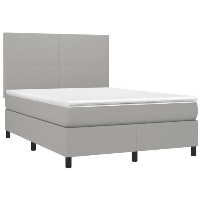 VidaXL Lit à sommier tapissier avec matelas Gris clair 140x190cm Tissu - Modèle 3141609