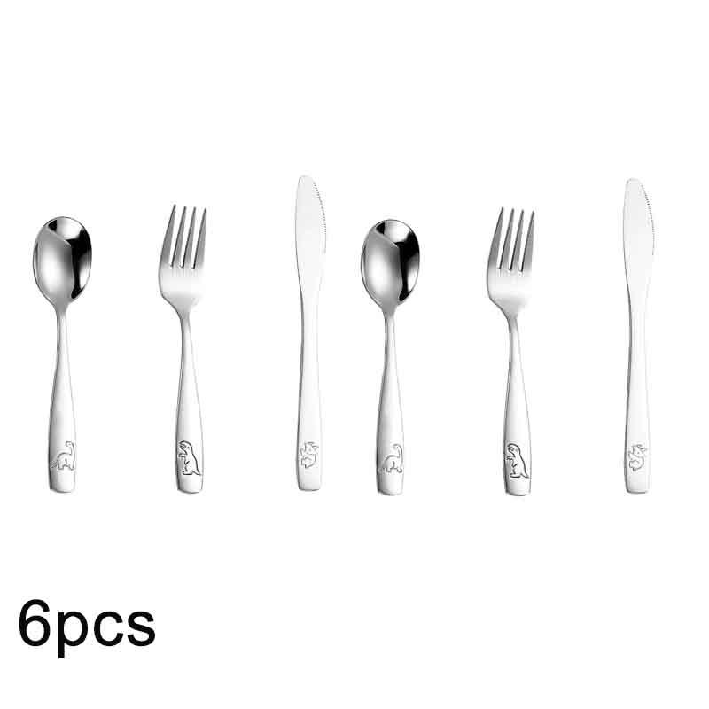 3-15Pcs Kids Silverware Set Stainless Steel Kids Fork Spoon And Cutter Set Funny Dinosaur Flatware Set Outdoor Tableware