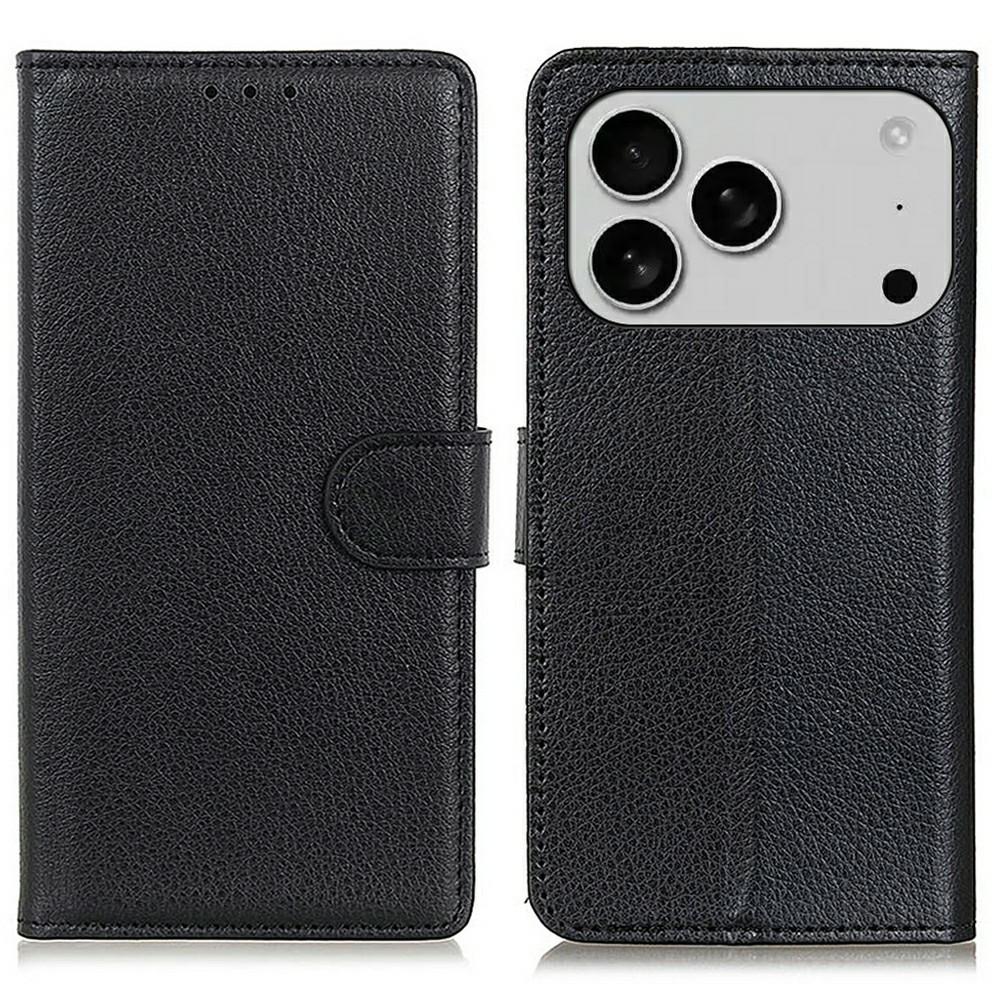 For iPhone 17 Pro Wallet Case PU Leather Phone Cover Litchi Texture