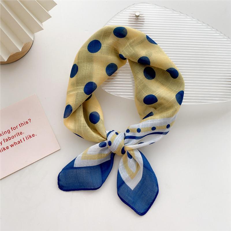 58cm Cotton Linen Women's Scarf Fashion Print for Hair and Neck Square Design
