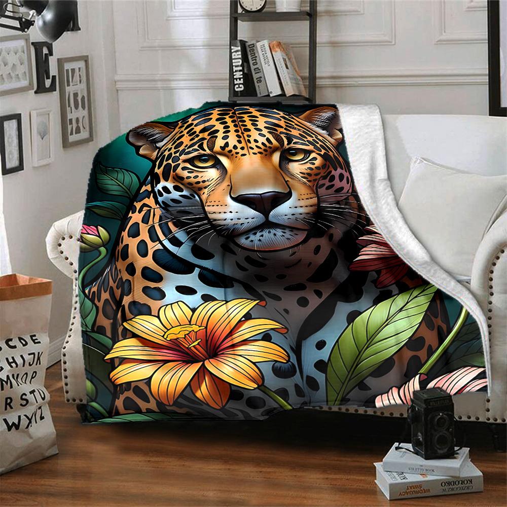 1pc Leopard Print Blanket Lightweight Blanket Throw Blanket For Sofa, Bed, Travel, Camping, Livingroom, Office yy251010039