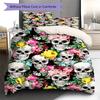 Vintage Skull Pattern Pattern Bedding Quilt Set Quilt Cover Pillowcase Home Decoration Gift (1 * Duvet Cover + 2 * Pillowcase, Without Core)