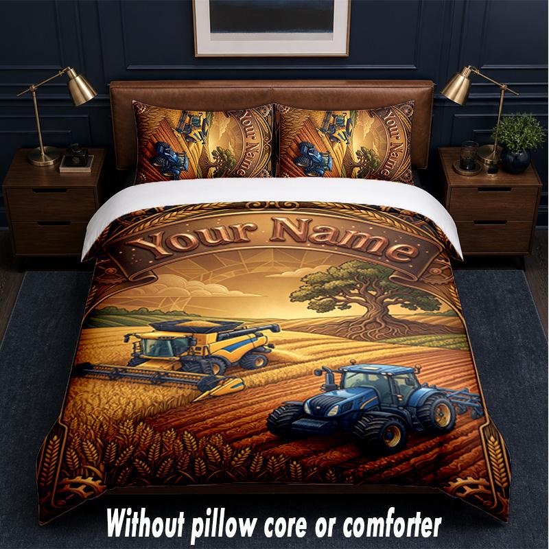 Farm Country Theme Custom Text Or Name 3Pcs Bedding Set,1 Flat Sheet & 2 Pillowcases Personalized Home Bedding