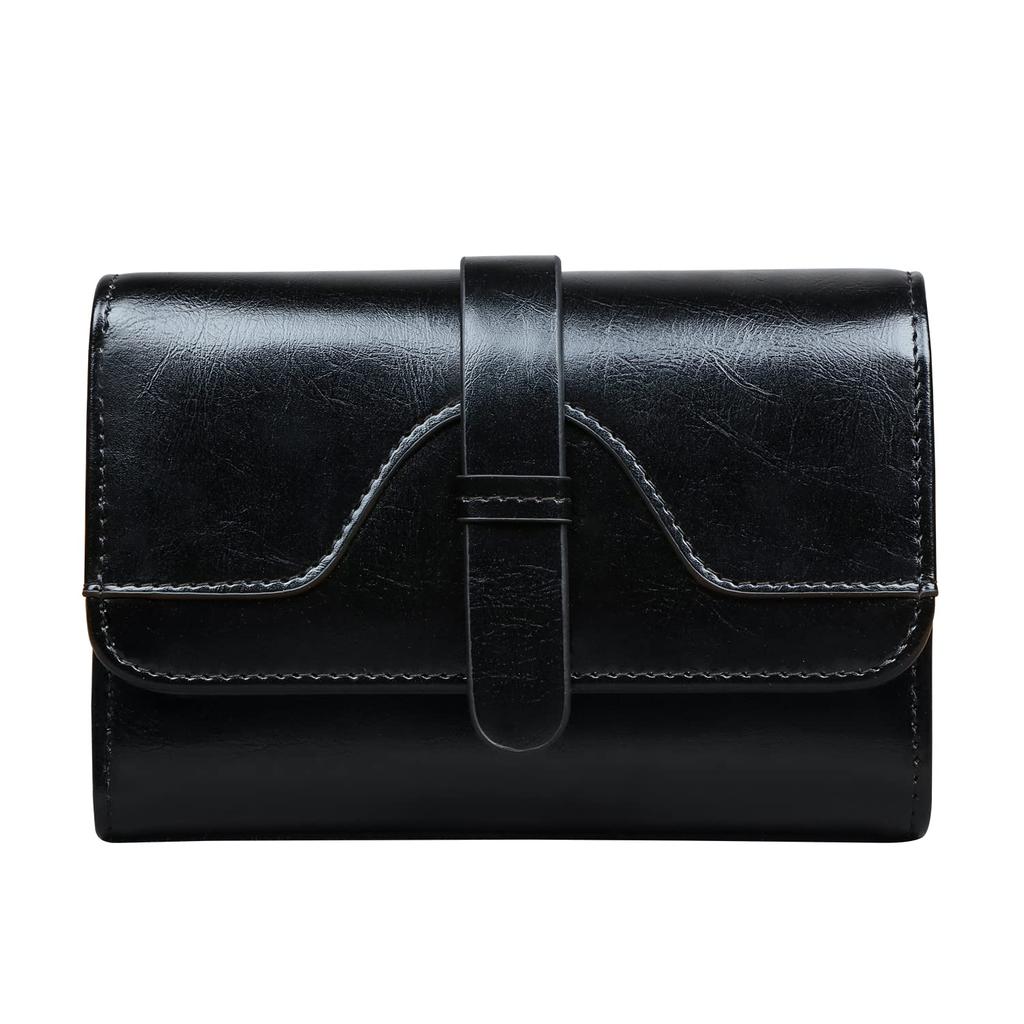 VINEY Women's Tri-fold Wallet, Cowhide Leather, Coin Purse, Short Wallet, Large Capacity, Genuine Leather Wallet, Popular, Compact, Small, Card