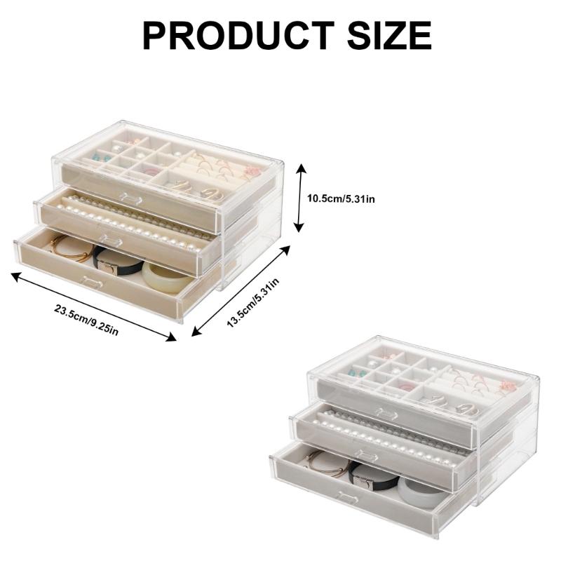Multifunctional Acrylic Jewelry Storage Case 3 Layer Drawer Box for Bracelets and Beads Accessories Holder with Dividers
