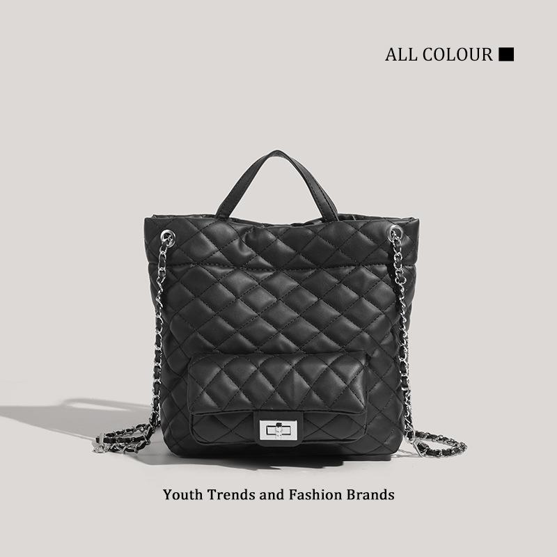 

Autumn and winter new Xiaoxiang backpack high-end diamond chain bag women s oil wax leather texture women s bag чёрный