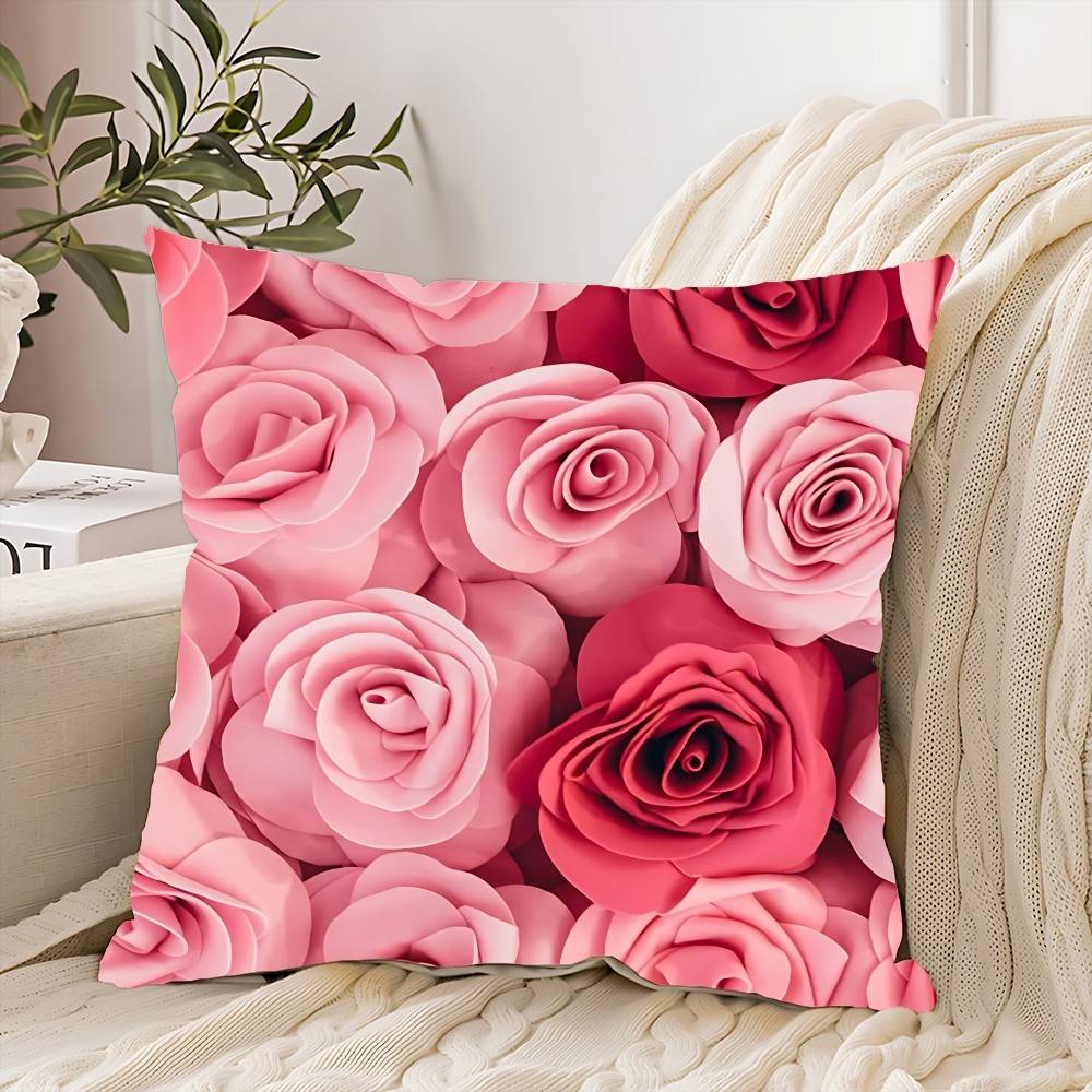 Red Rose Flowers Pillow Case Throw Pillow Cover Nordic Vintage Style Cushion Covers Home Living Room Sofa Couch Seat Decor
