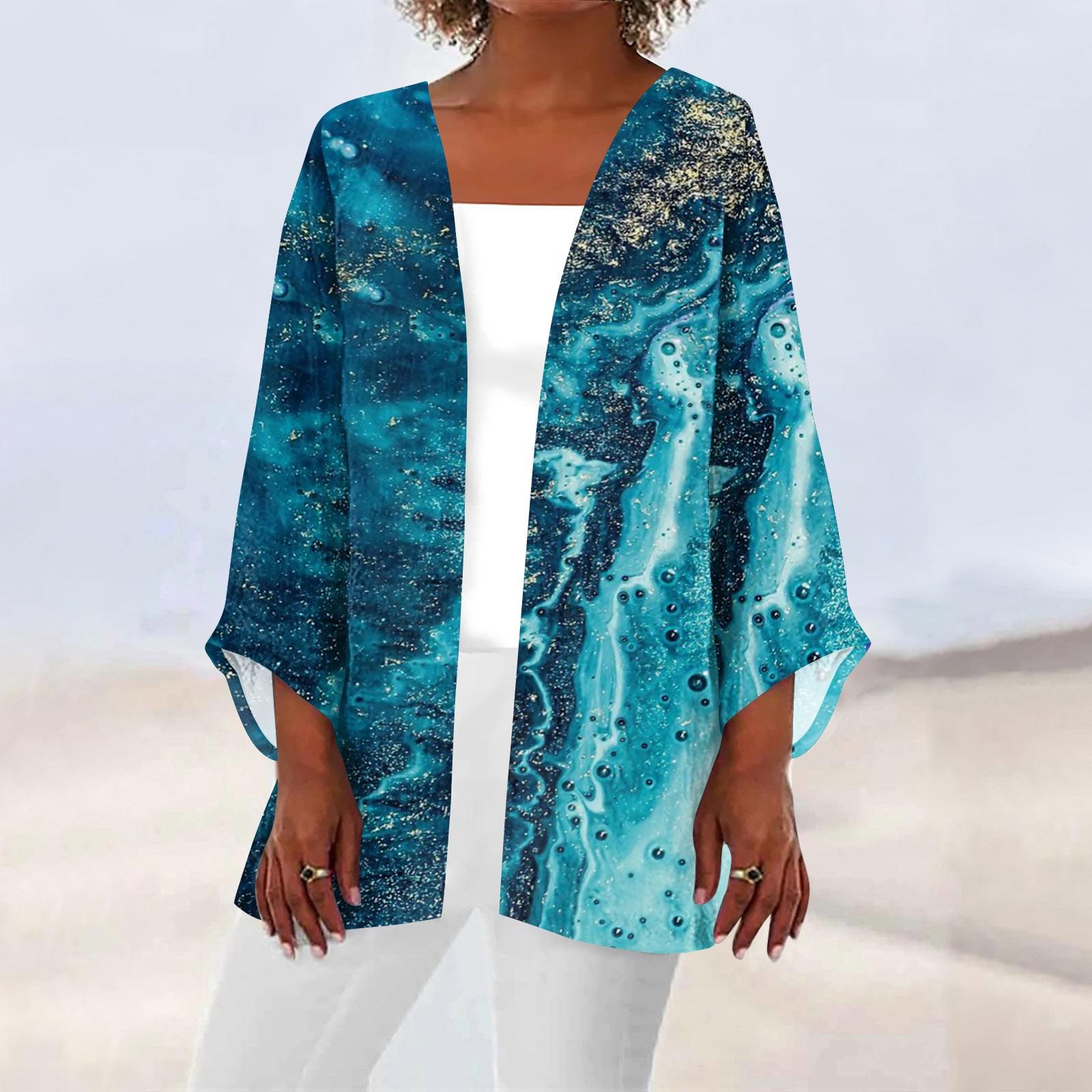 

Жіночий повсякденний модний легкий піджак середньої довжини з принтом у стилі ретро XXL