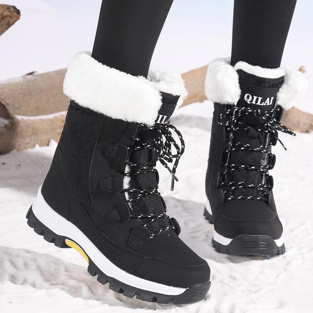 Women's Plus Size High-Top Snow Boots - Warm, Outdoor Hiking & Ski Boots with Velvet Lining