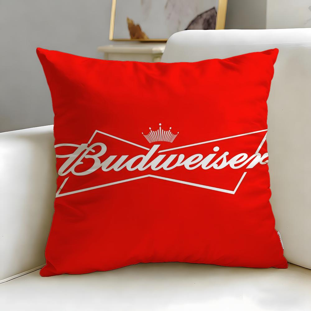 classic beverage brand Budweiser Cushion Cover Soft  EasyWash Pillow Case  Versatile for Couch Bed Travel and Office