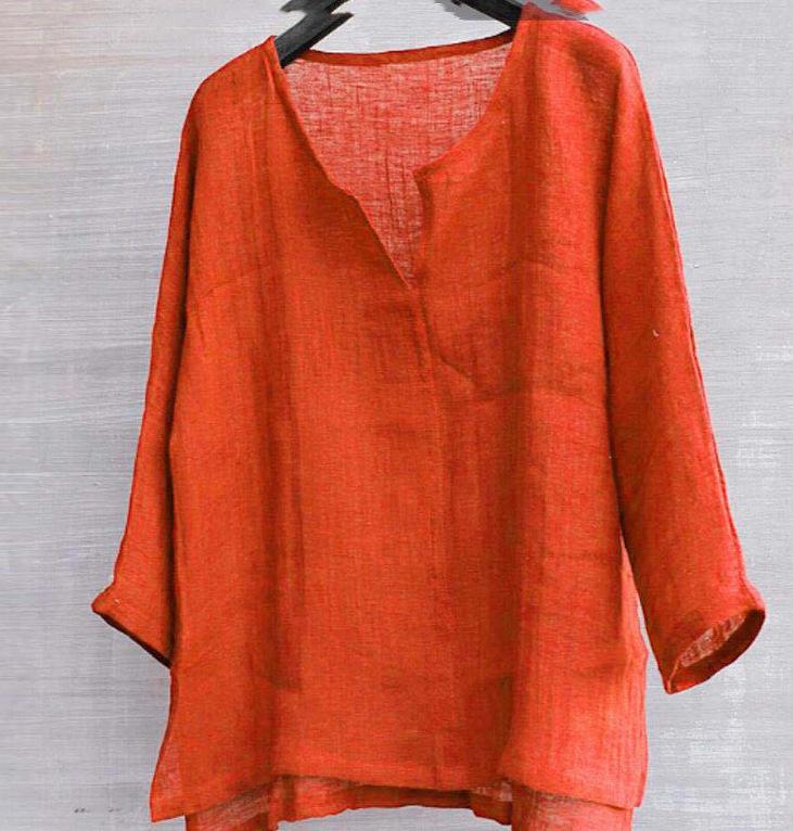 Pull d'été en lin respirant à manches courtes et col en V pour homme, grande taille