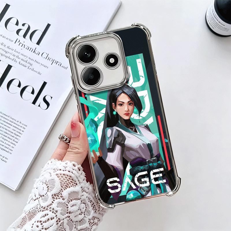 V-Valorant Sage Soft Phone Case For Xiaomi Redmi Note 14 15 Pro Plus 13 12 11S 11T 5G 10 9S 9 Plating Anti-Fall Fundas