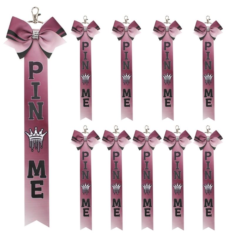 10pcs Glittering Rhinestones Bowknot Keychains Bulk Pack Cheerleading Team Spirit Accessories for Backpacks Bags