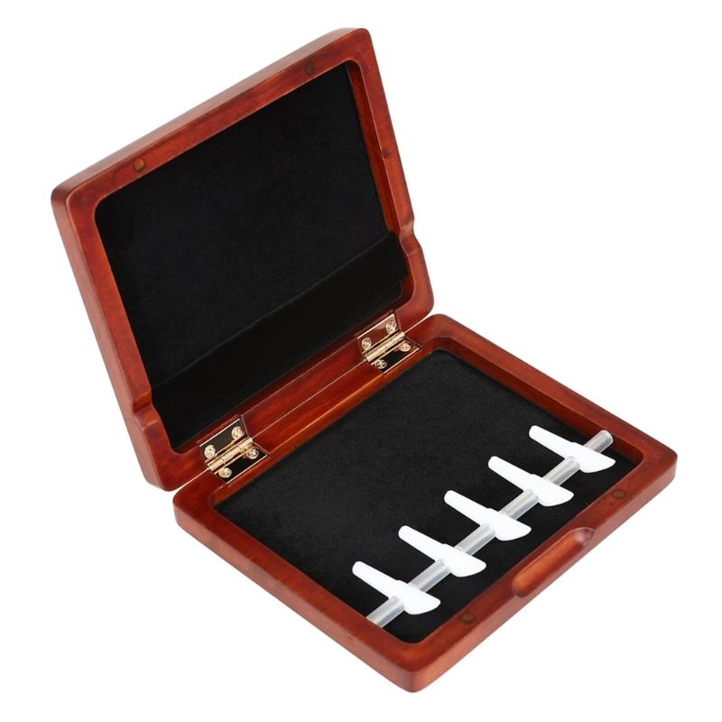 Portable Bassoon Reed Organizer Case Portable Wood Storage Box Reed Holder Protective Case Wood Texture for 5 Reed