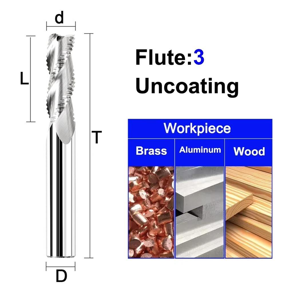 4mm 6mm 8mm12mm 16mm Shank Milling Cutters HRC55 CNC Router Bit  Aluminum Steel Machining