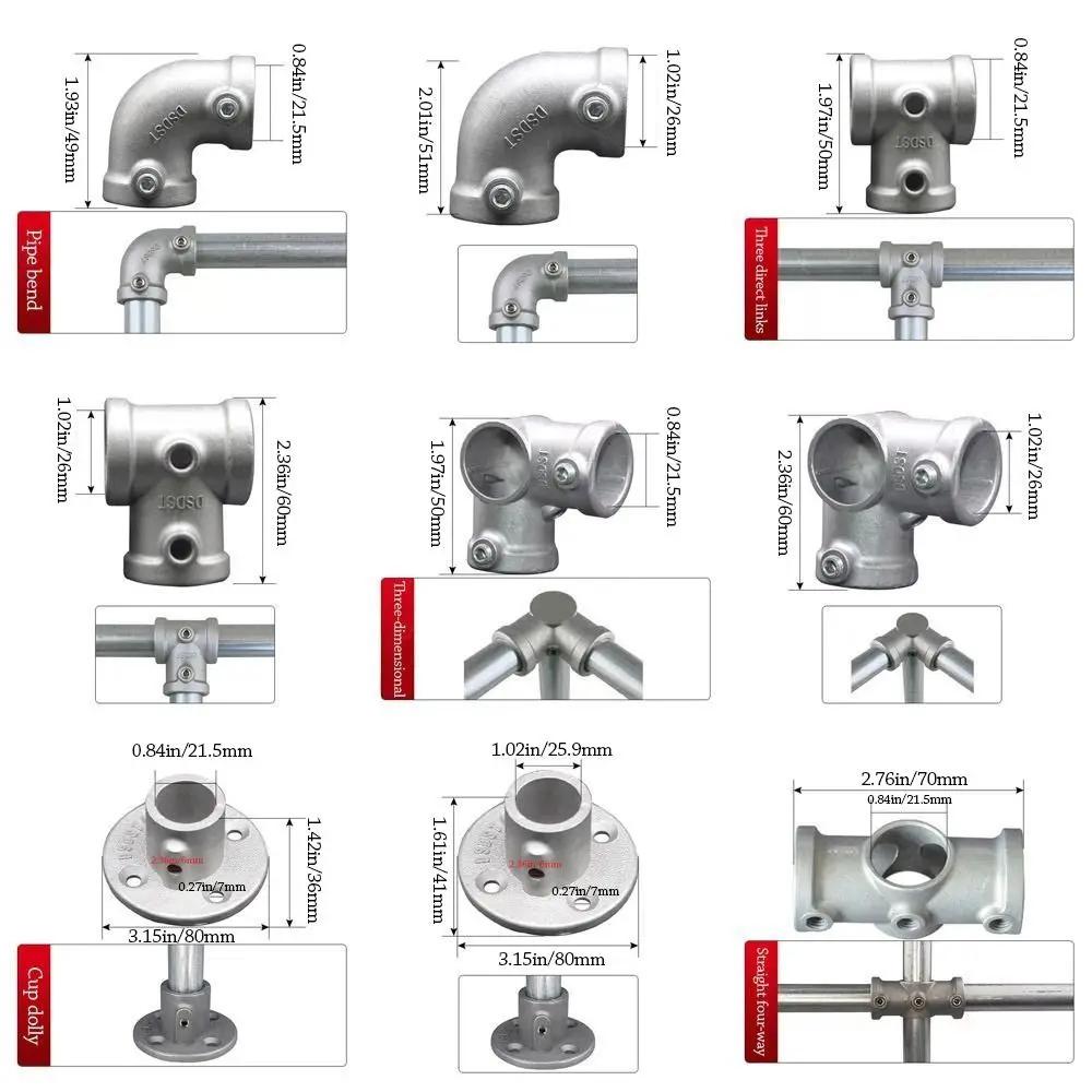 1\2''/3\4" Pipe Fitting Connector Fixed buckle Circular Frame Fasteners DIY Aluminum Alloy Steel Circular Pipe Connector pipes