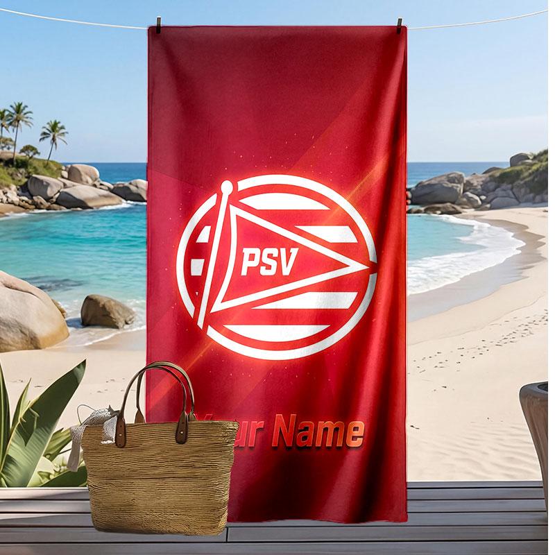 PSV Eindhoven FC Telo da Spiaggia Stampato Personalizzato Logo Calcio Supporto Nome Personalizzato Testo Asciugamano Assorbente Per Sport Viaggio Regalo Speciale