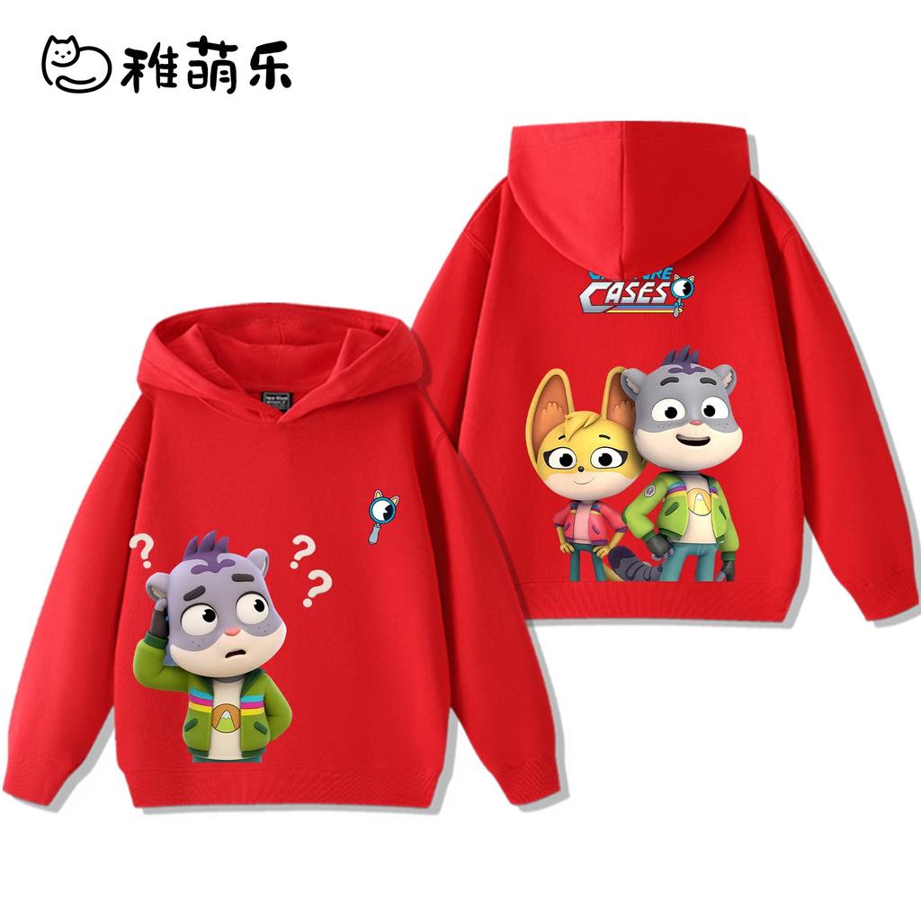 "Animal Detective Team" Themed Kids' Hoodie – Fun Cartoon Print, Cute & Versatile – Suitable for Boys & Girls (Autumn/Winter)