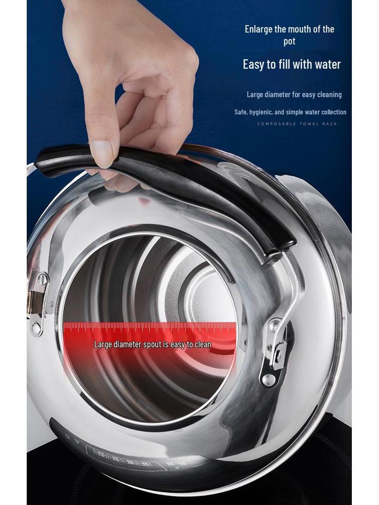 304 Stainless Steel Large Capacity Whistling Kettle for Gas, Open Flame & Induction Stoves.