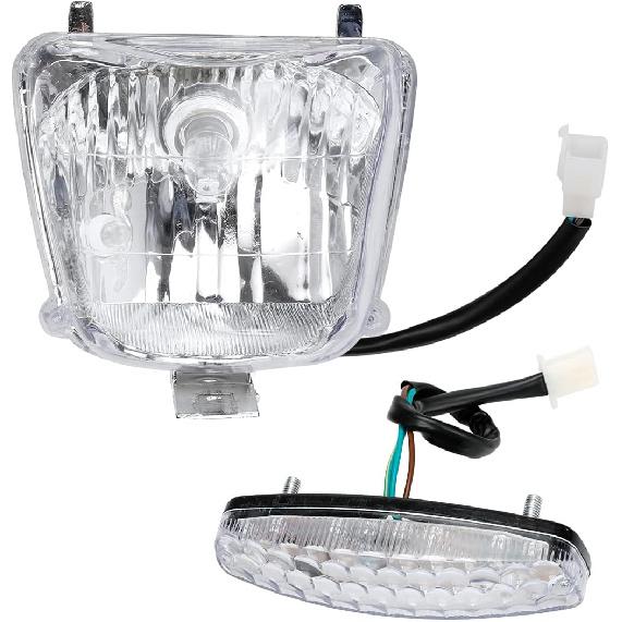 

FVRITO 12V Front Head Light Lamp and Rear Brake Tail light for 50cc 70cc 90cc 110cc 125cc Taotao 110B Coolster 3050C Vitacci HAWK Peace Roketa Sunl Headlight and taillight