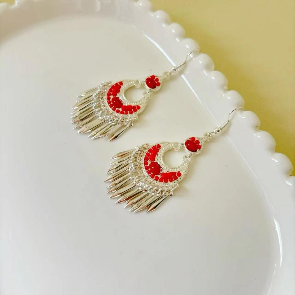 Ethnic Bohemian Long Tassel Earrings Vintage Beach Vacation Jewelry Retro Drop Dangle Ear Accessories For Women