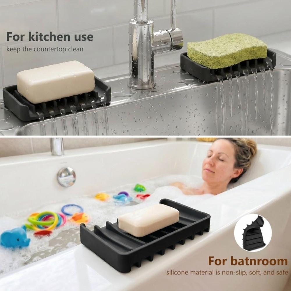 Non-Slip Soap Holder Diversion Sink Splash Guard Mat Drainage Soap Dish  for Bathroom and Kitchen