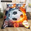 3D Football King Queen Duvet Cover Soccer Bedding Set for Kids Teens Boys Ball Sports White Red 2/3pcs Polyester Quilt Cover