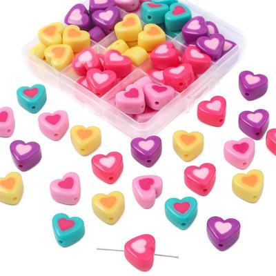 Color Matching Heart Beads Acrylic Charms Set for DIY Jewelry 10 or 20 Pcs