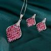 2025 Sparkling Ruby Red Teardrop Fan Vintage Luxury Jewelry CZ Zircon Elegant Statement Necklace Earrings Evening Party Accessories
