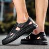 Sommer Herren Handmade Sandalen Outdoor Sandalen Echtes Leder Mesh Retro Lässig Strand Sandalen