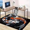 Crystal Velvet Two Different Color Koi Print Carpet for Bedroom, Living Room, Home Decor, Non-Slip Mat, Bedside Rug, Off