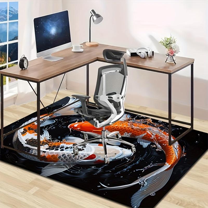 Crystal Velvet Two Different Color Koi Print Carpet for Bedroom, Living Room, Home Decor, Non-Slip Mat, Bedside Rug, Off