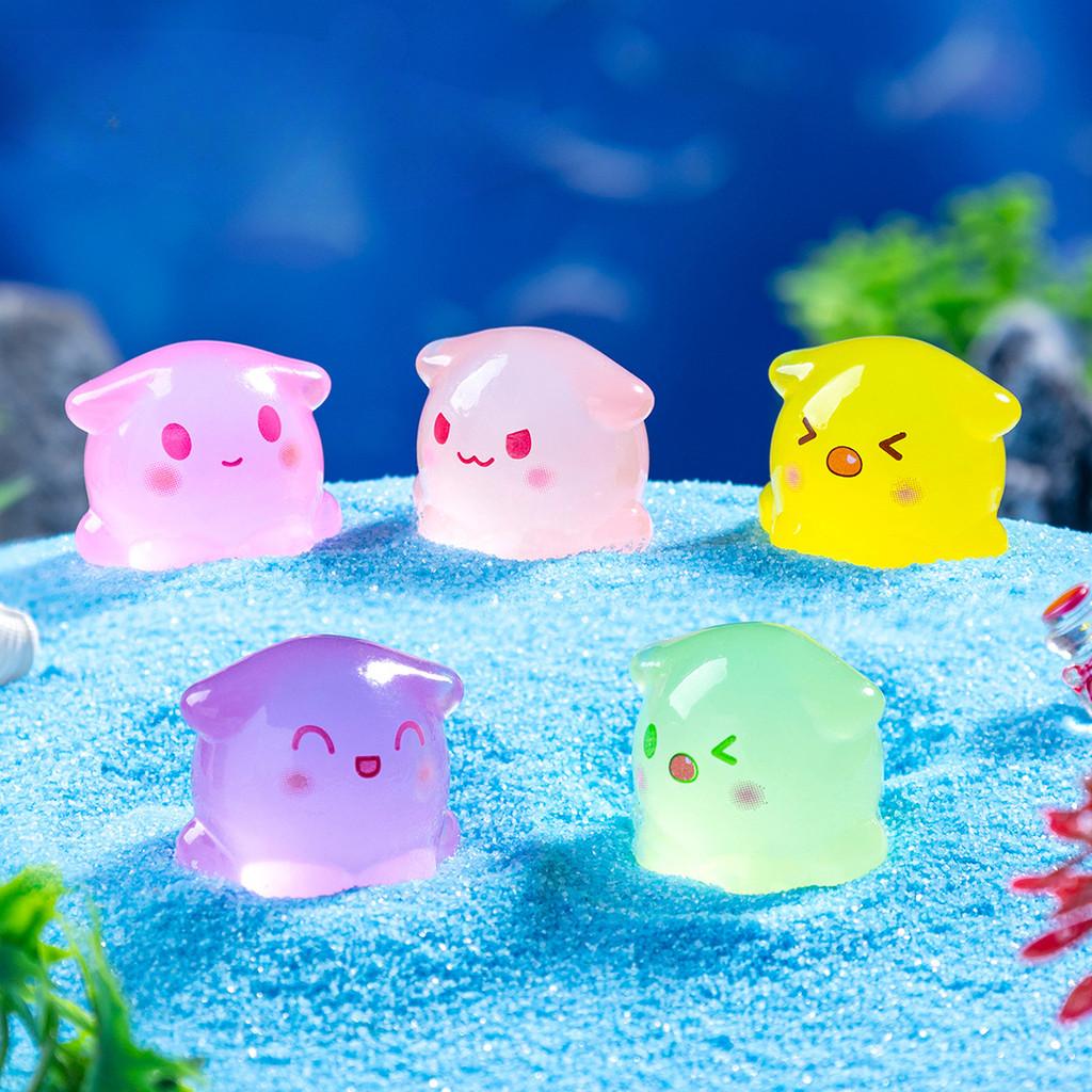 10Pcs Mini Luminous Octopus Animal Miniatures Diy Resin Ornament Fairy Garden Decoration Moss Terrarium Micro Landscape