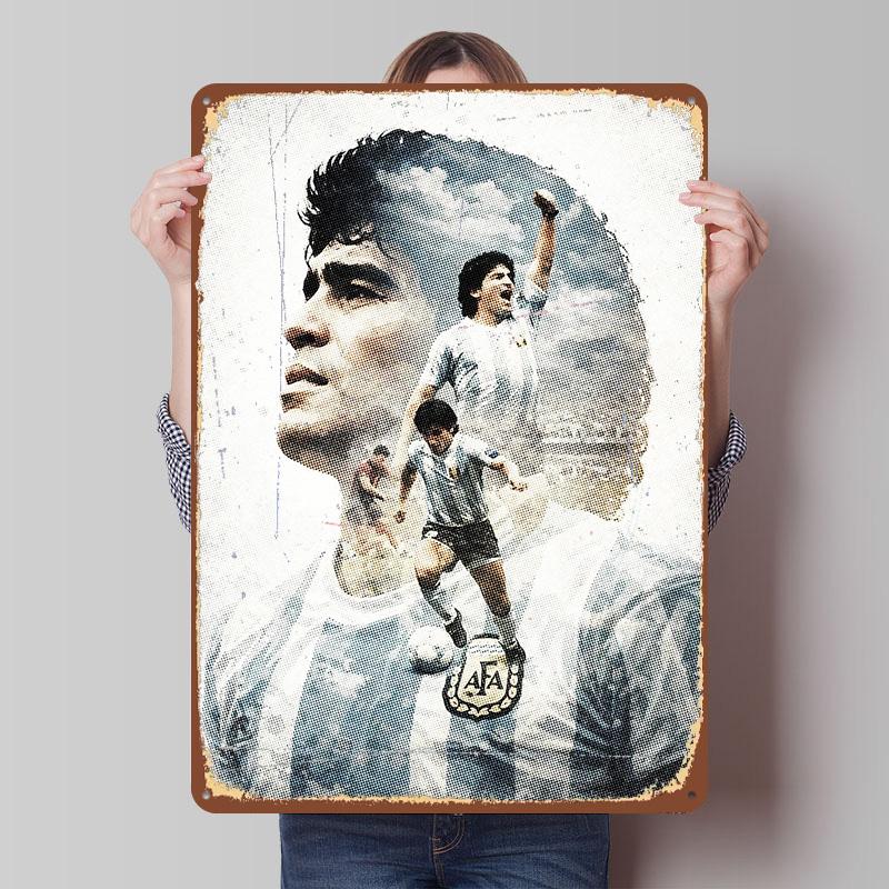 

Diego Maradona Collage Tinplate Poster Customized Wall Art Vintage Metal Signs Retro Tin Plaque for Garage Decorations Wand Deko 7.9x11.8In(20x30cm)