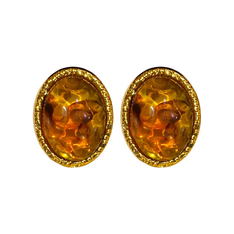 Maillard Temperament Silver Needle Geometric Irregular Resin Stud Earrings for Women