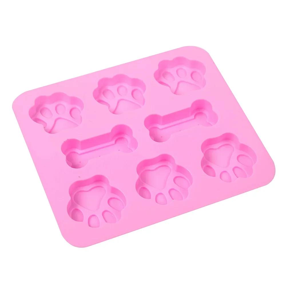 New Dog Cat Claw Bone Mold Pet Chew Toy Jelly Soap Cake Mold Baking Tool Dog Cat Footprint Paw Shapes Cake Molds Silicone Mold