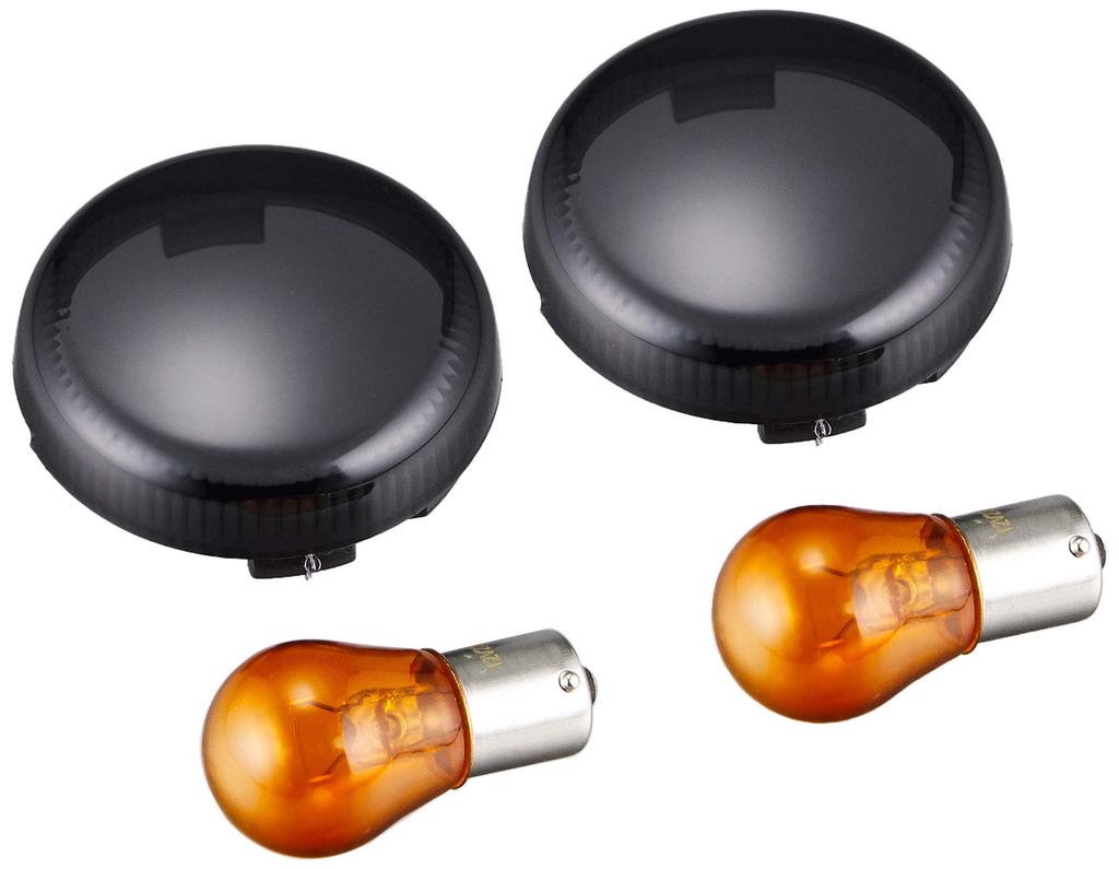 Kijima HD-01288 Motorcycle Turn Signal Lens Harley Dark Smoke Bullet Type Turn Signal Set of 2