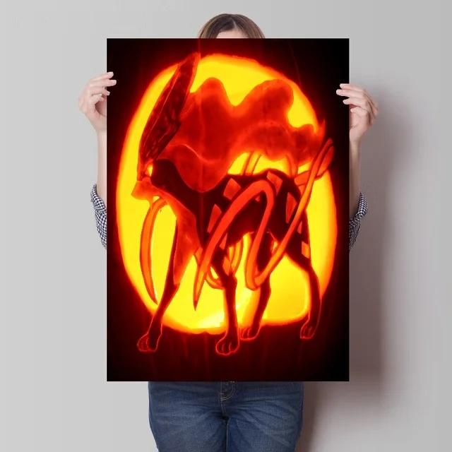 

Halloween Vintage Poster Decorative Paintings Anime Figures Pikachu Charizard Bulbasaur Squirtle Pokemon Art Wall Mural Toy Gift 21X30CMNo Framed
