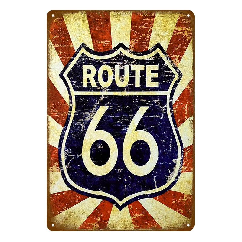 Vintage Route 66 Metal Sign House Plaque Metal Poster Tin Sign Plate Wall Posters Retro Aesthetic Room Decor Wall Art Decoration