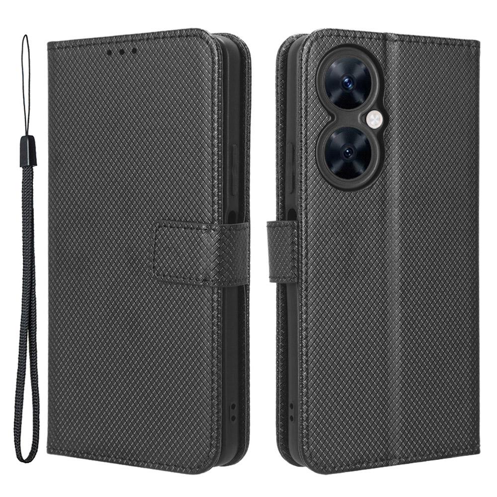 

Для Huawei Maimang 20/nova 11i/Enjoy 60 Pro Кожаный чехол-кошелек из ПУ с ромбовидной текстурой, чехол-подставка для телефона Black