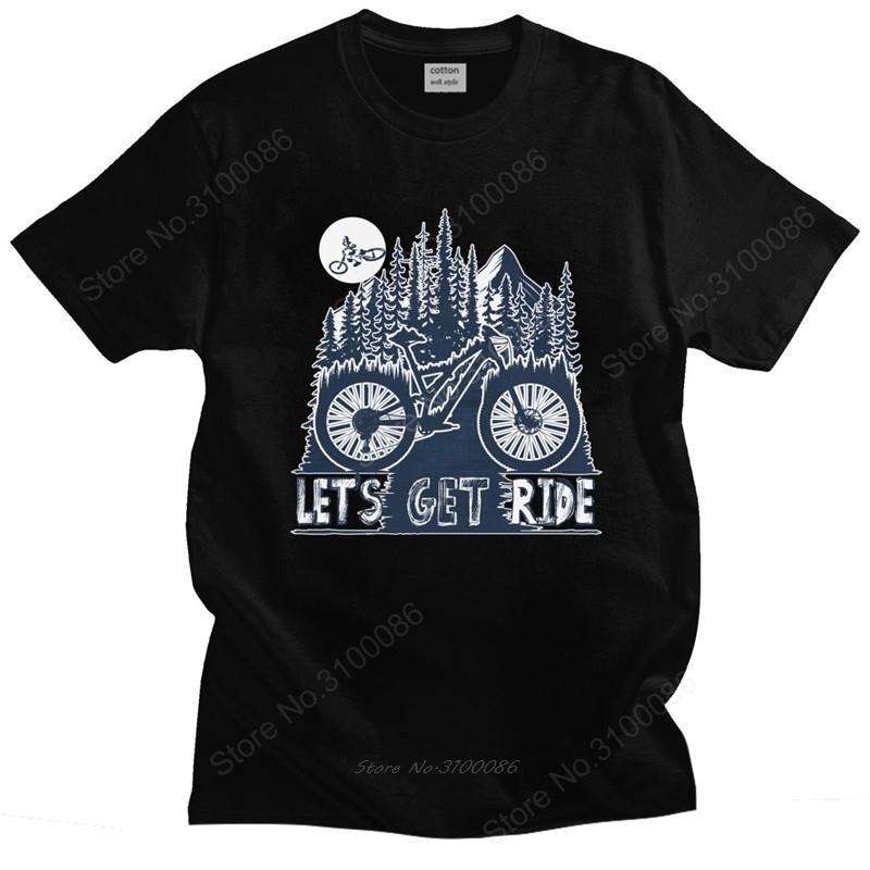 Let's Get Ride MTB Tshirt for Men Short Sleeved Mountain Bike Bicycle Cycling Biking T Shirt C